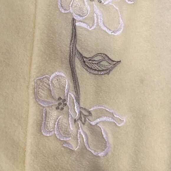 Vintage Izod Yellow Fleece Full Zip Jacket Embroidered Flower Leaf Women Medium - Picture 7 of 12